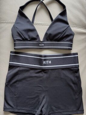 Kith Black Bralette and High-Waist Shorts Set